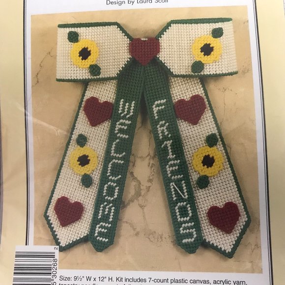 House of White Birches Office Plastic Canvas Bow Door Hanger Craft